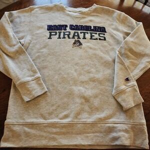ECU East Carolina University Pirates Gray Crew Neck Sweatshirt Unisex Medium